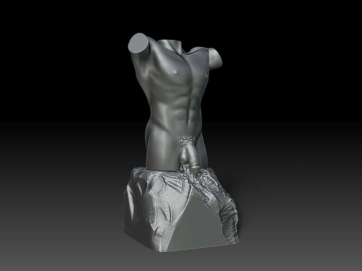 Nude Male Torso Sculpture. Erotic Art. Unique author's work.